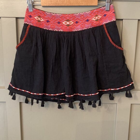 𝅺joie Posey Caviar Tassel Embroidered Mini Skirt With Pockets 100% Cotton Small - Picture 2 of 7